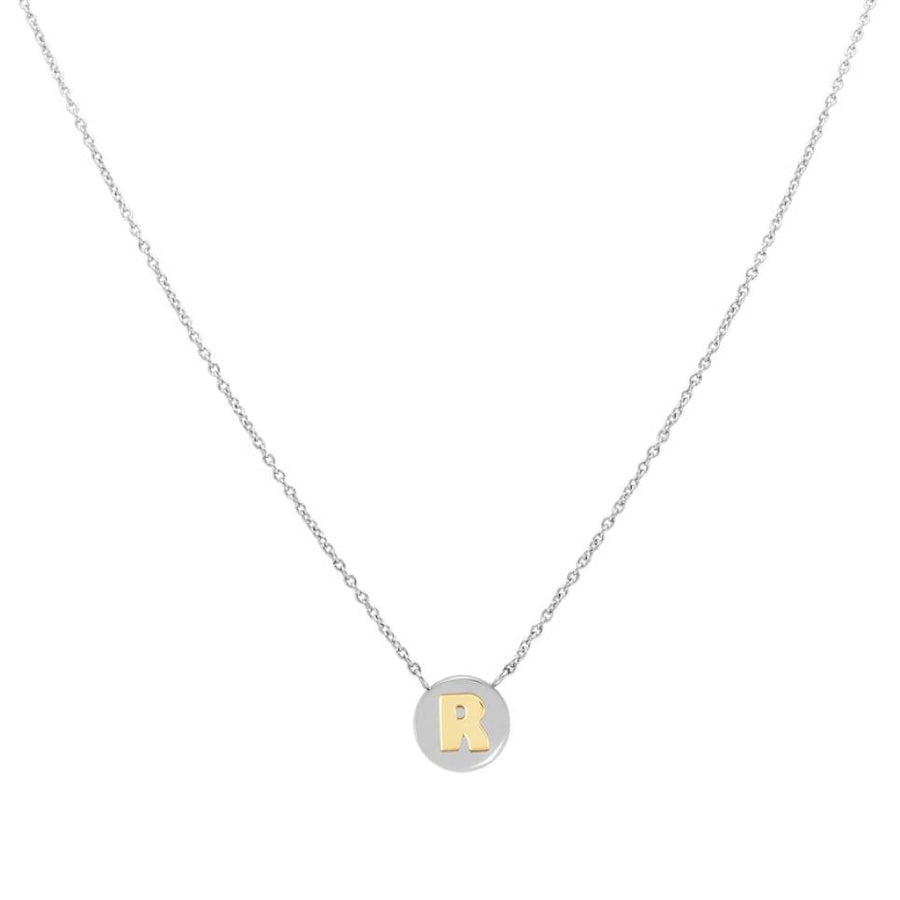 Collana in acciaio anallergico 316 e oro 18Kt con lettera R